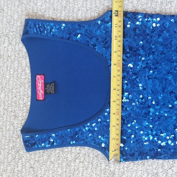 Blue Sequin Sleeveless Top Size Small - Picture 5 of 15